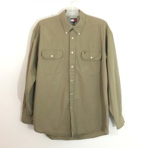 Tommy Hilfiger Lg Khaki Long Sleeve Button Shirt